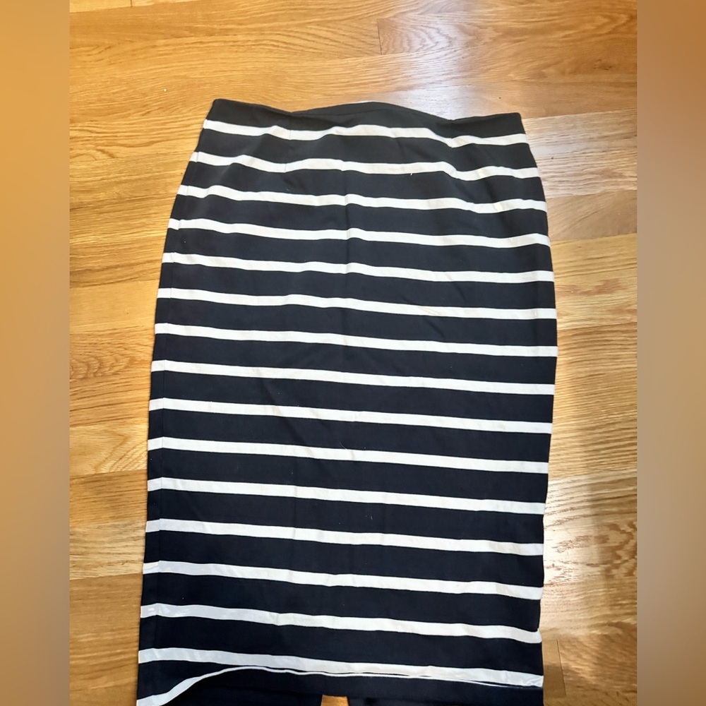 J Crew Black and White Striped Skirt